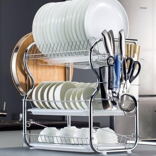 1/2/3 Layers Bowl Rack Drying Dishes Metal Holder Stand Household Dishes Drainer Kitchen Racks Kitchen Shelves Organizer Shelf