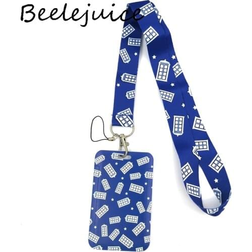 Doctor who Telephone booth Fashion Lanyard ID Badge Holder Bus Pass Case Cover Slip Bank Credit Card Holder Strap Card Holder