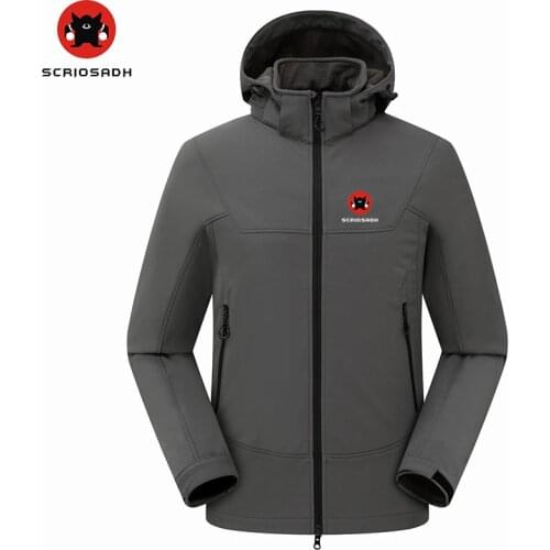 SCRIOSADH Autumn And Winter Outdoor Mens Windbreaker Soft Shell Waterproof Raincoat Fleece Warm Hiking Fishing Mens Jacket