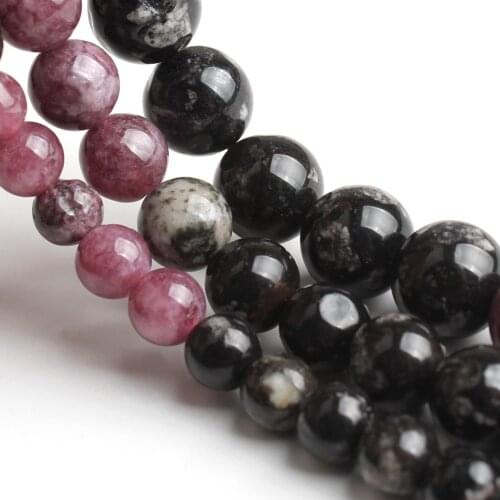 Natural Tourmaline Stone Beads Smooth Round Loose Beads For Jewelry Making DIY Bracelet Necklace Pick Size 6/8/10mm 15 Inches