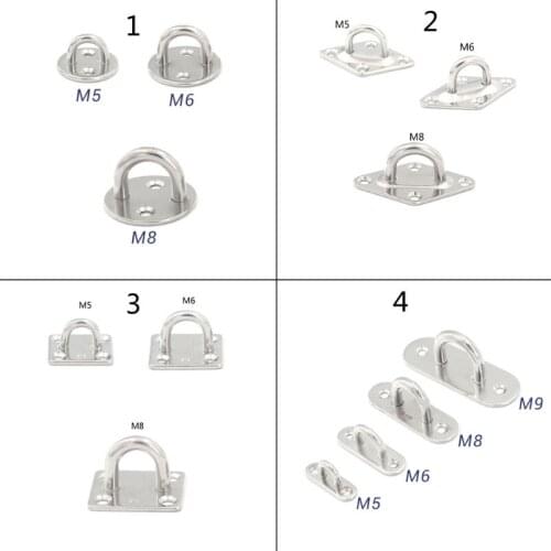 316 Stainless Steel Pad Eye Plate Staple Ring Hook for Marine Hammock Swing