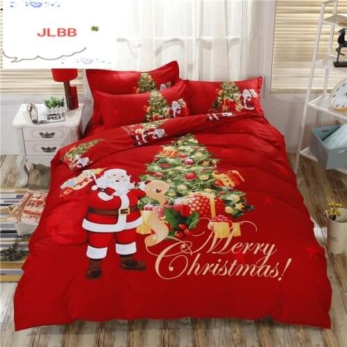 New Christmas Santa Claus Bedding Set Home Textiles Bed Bags 100% Cotton Bedding Down duvets Bed Pillowcase 4pcs King Queen Full