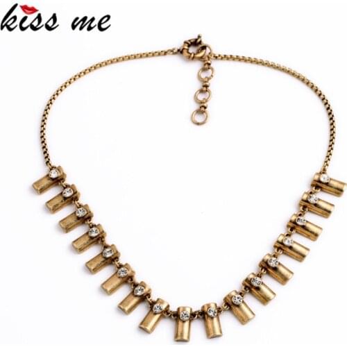 KISS ME Retro Ouro Collares 2017 Vintage Style Antique Gold Color Necklace Choker Dress Accessories