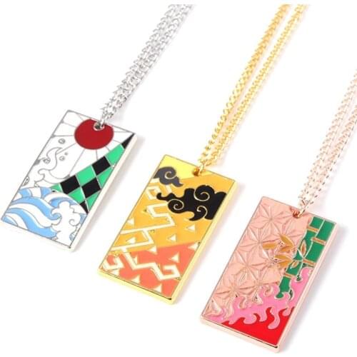 Anime Demon Slayer Tomioka Giyuu Kochou Shinobu Cosplay Pendant Necklace Fashion Cartoon Chain Choker Accessories Gifts