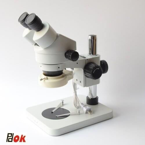 PDOK 7X-45X Continuous Zoom Stereo Microscope Industrial Microscope with LED Ring Light
