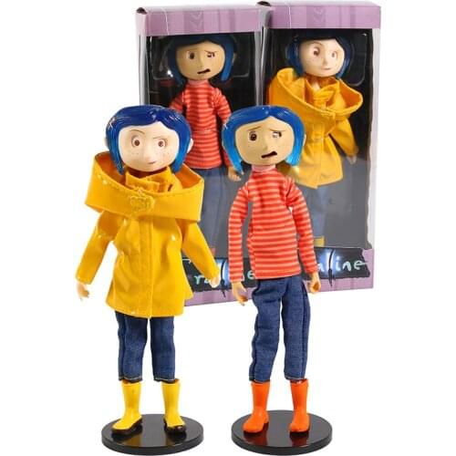 Coraline In Raincoat / Striped Shirt 7" Action Figure Collection Toy Doll