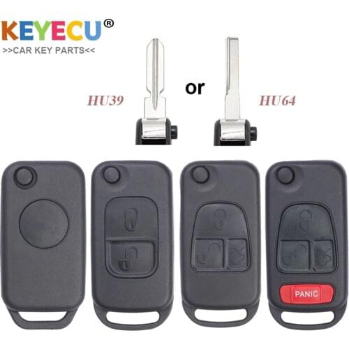 KEYECU Flip Remote Car Key Shell Case for Mercedes-Benz ML350 ML500 ML320 ML55 AMG ML430 W168 W202 W203 W124, Fob 1 2 3 4 Button