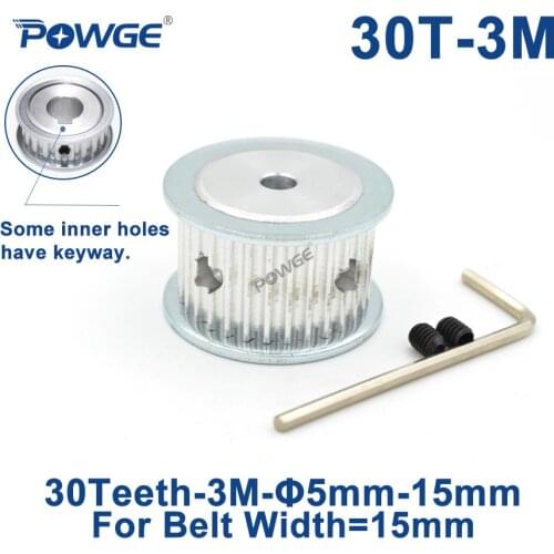 POWGE HTD 3M Timing Pulley 30 Teeth Bore 5/6/6.35/8/10/12/14/15mm for Width 15mm 3M Synchronous Belts HTD3M pulley 30T 30Teeth