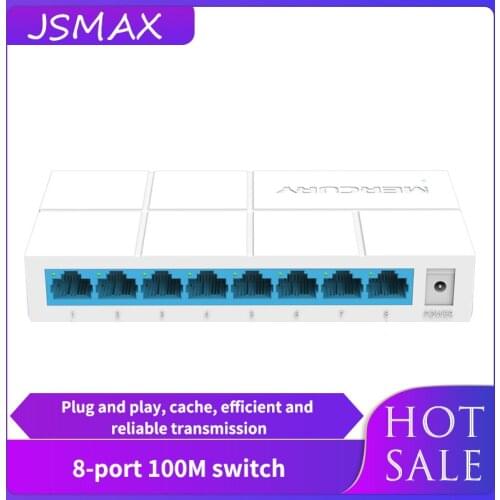 JSMAX JSS108M 8-Port Desktop Ethernet Switch 10/100Mbps RJ45 Ports Network Switch Auto MDI/MDIX