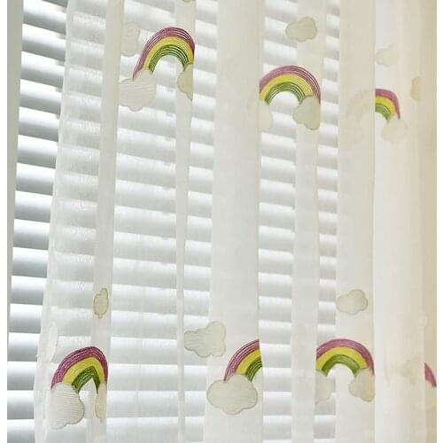 Embroidered Sheer Curtains Pink Rainbow Curtains for children Room Ceiling Installation Home Decor Curtains Children
