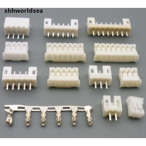 Shhworldsea 100pcs/Lot Connector leads Header 2.00mm right leg PH 2P 3P 4P 5P 6P 7P 8P 9P 10P Kit Housing Pin header Terminal