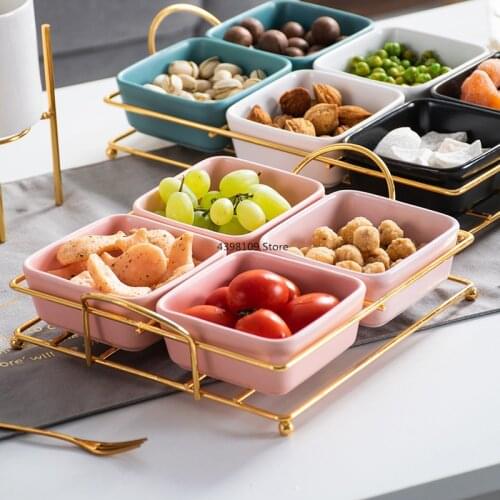 Nordic fruit plate color ceramic separate snack plate living room dried fruit plate home decoration tableware snack plate