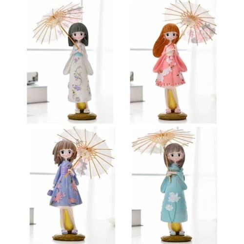 30cm Resin Statuette Ethnic Japanese Student Gifts Kimono Dolls Belle Girl Lady Collection Home Decoration Miniature Figurines