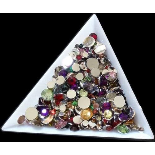 100pcs/lot Crystal mix Color mix size Nail Art Rhinestone Flatback Non Hot Fix mix Rhinestones For Fashion decoration Nail Art