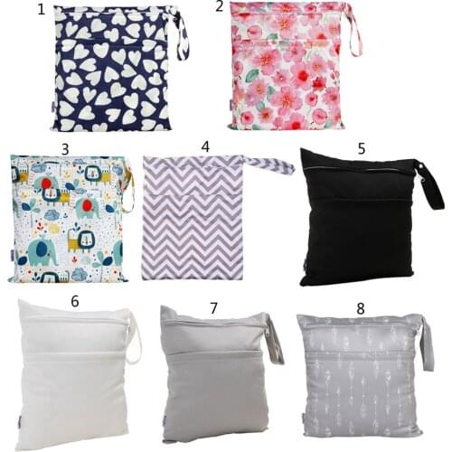 Wet Dry Bag With Two Zippered For Baby Diapers Nappies Waterproof Reusable Washable 31cmx34cm