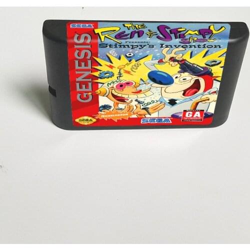 The Ren & Stimpy Show Presents Stimpys Invention - 16 Bit MD Game Card for Sega Megadrive Genesis Video Game Console Cartridge