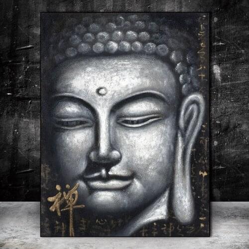Vintage Sliver Buddha Oil Paintings Print On Cnavas Art Prints Chinese Style Buddhism Canvas Art Prints Wall Pictures Home Decor