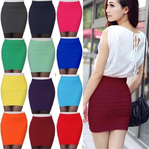 2021 Fashion Women Skirt High Waist Candy Color Elastic Pleated Summer Mini Short Skirt For Office Ladies Sexy Short Skirts