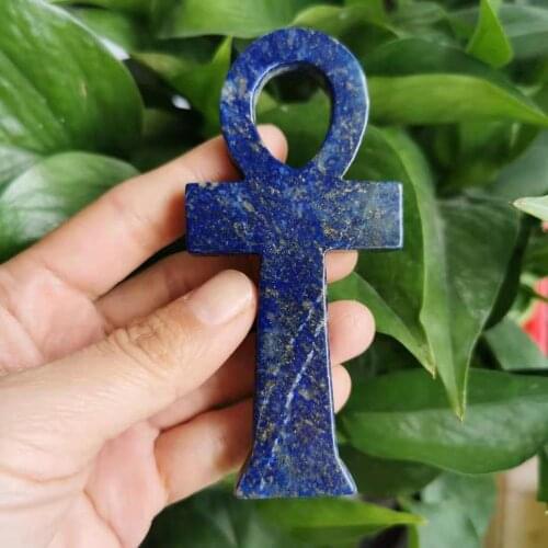 10cm Natural crystal lapis lazuli stone Egyptian Cross womens symbolic point healing reiki