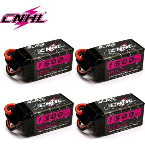 NEW CNHL 4 Pack Black Series 1500mAh 14.8V 4S 100C Lipo Battery for Vortex LRC Freestyle V1 RC Boat Heli Airplane UAV Drone FPV