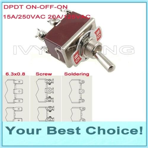 5pcs 12mm Heavy Duty DPDT 6Pin ON-OFF-ON Rocker Toggle Switch,15A/250VAC 20A/125VAC
