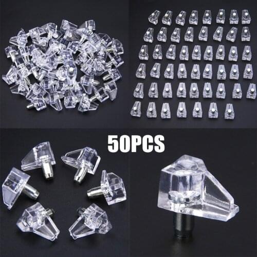 50pcs 5mm Shelf Supports Pegs Studs Clear With Metal Pins DIY Kitchen Cabinet Shelves Tools