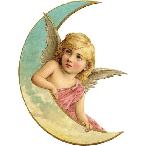 Angel Moon Pink VINTAGE Art Film Print Silk Poster Home Wall Decor 24x36inch