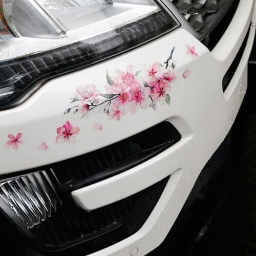Pink Cherry Blossom Floral Car Stickers Auto Vinyl Deca Bumperl Window Ipad for Women Car Tuning Styling Accessories