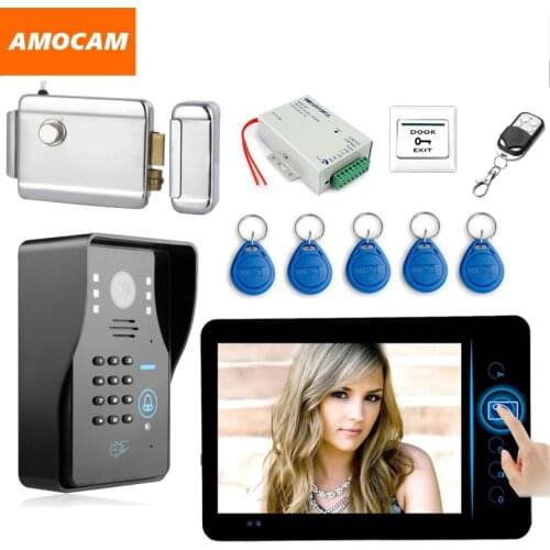 7 inch Wireless Video Doorbell Intercom Kit Password ID camera with Electronic Lock Wireless Remote for villa home