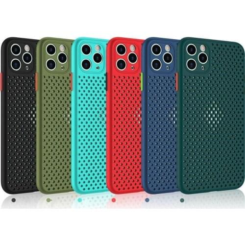 TNSULY For iPhone 12 Mini 6 7 8 Case Dissipate Heat Ultrathin Ventilation Frosted Cover Anti-knock SE2020 XR 11 Pro Max Matte