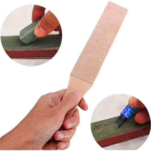 Dual Sided Leather DIY Blade Razor Sharpening Board Wooden Handle Polishing Knife Sharpener Cutting For Home Handmade Tools