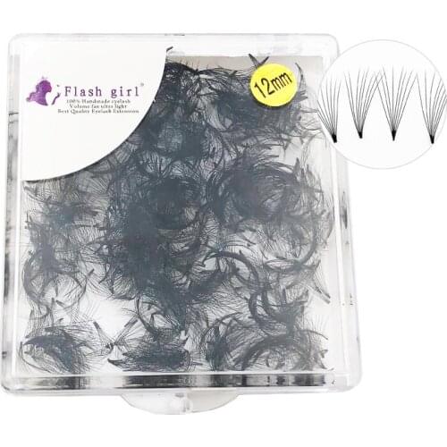 Flash girl 1000 fans per box soft 8D 12MM 0.07D/C short stem premade fans Russia Volume eyelashes extensions private label