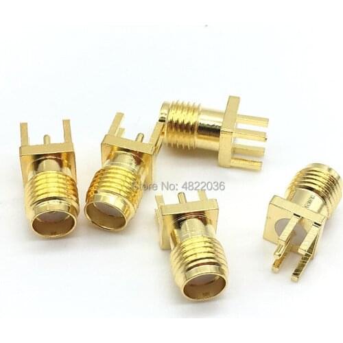 10pcs 1.6mm SMA Female Jack Solder Nut Edge PCB Clip Straight Mount Gold Plated RF Connector Receptacle