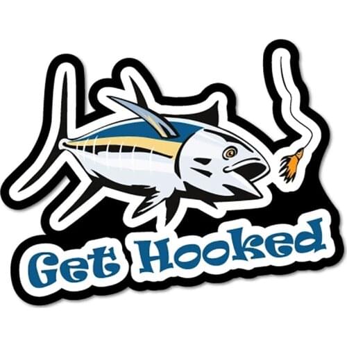 S50344#13/15/17CM Personality PVC Decal Get Hooked Sticker Car Sticker on Motorcycle Laptop Decorative Accessories