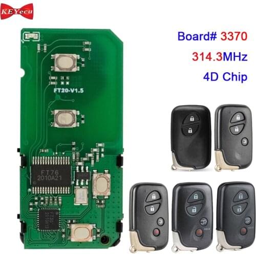 KEYECU for Lexus LX570 ES350 GS350 IS250 IS350 LS460 Smart Keyless Remote Board#3370 Lonsdor FT20-3370B 314.3MHz 4D Chip