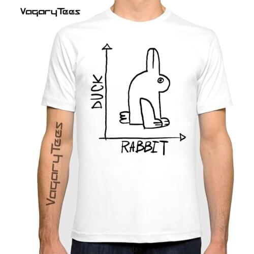 Summer Loose Men T Shirt Casual Short Sleeve Duck Rabbit optical illusion Print Men T-Shirt Funny Cool Tops Tee Shirt
