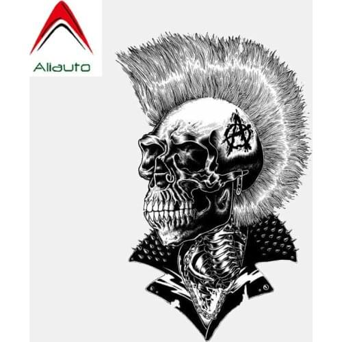 Aliauto Punk Skull Head Decal Helmet Motorcycle PVC Car Sticker Accessories for Volkswagen Renault Opel Seat VW,16cm*10cm