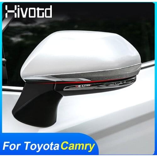 For Toyota Camry 2020 Rearview Mirror Sticker Decorate Strip ABS Chrome Trim Exterior Frame Anti-Rub Protection Car Accessories