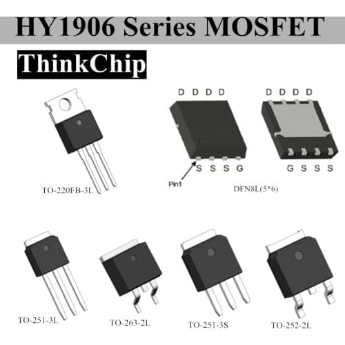 HY1906 Series Single N-Channel MOSFET (HY1906B TO263 HY1906D TO252 HY1906P TO220 HY1906U TO251 HY1906V TO251 HY1906C2 PDFN8L)