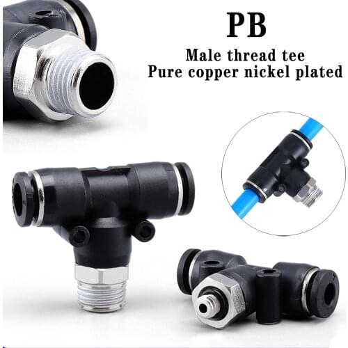 PB high quality pneumatic quick coupling hose connector male thread tee 1/8" 3/8" 1/2" 1/4" air compressor accessories 4 6 8 10