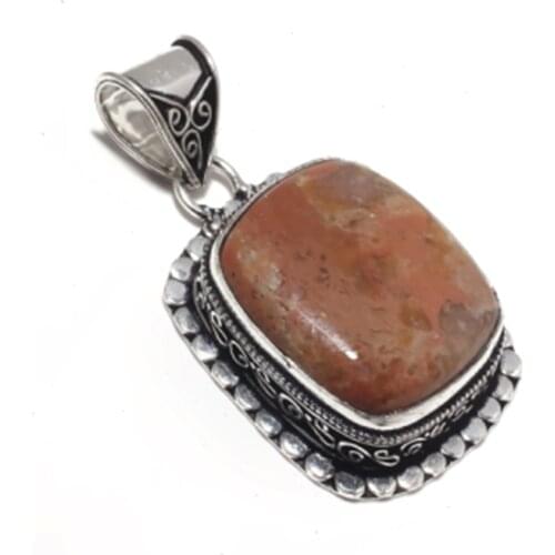 Genuine Ocean Jasper Pendant Silver Overlay over Copper ,Hand Made Women Jewelry Gift , P9122