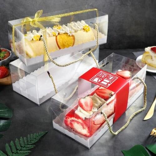 Transparent With Paper Bottom Tote Boxes Baby Shower Cake Decoration Birthday Party Package Backing Supplies Box cake packaging
