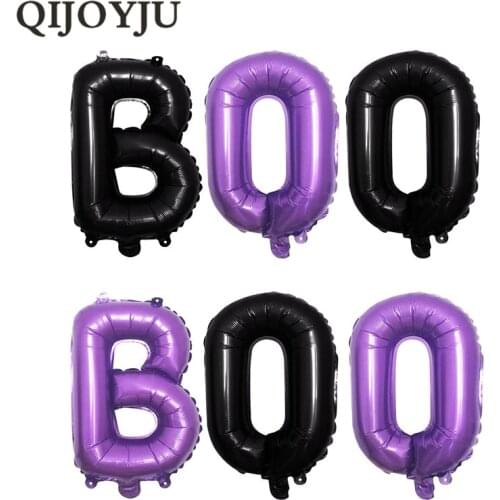 QIJOYJU Happy Halloween Black Purple BOO Letter Balloons Halloween Party Decoration Ballon Birthday Home Party Supplies