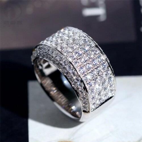Handmade Luxury Ring Inlaid with AAAA Zircon Cz White Gold Filled Engagement Wedding Ring Pair Ring Men and Women Gifts
