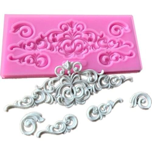 Scrolls Cake Border Silicone Flower Vine Fondant Cake Decorating Tools Cupcake Chocolate Gum Paste Clay Candy Mold Baroqu