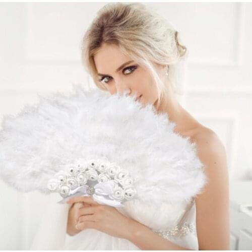 Bride Hand Fans Wedding Lace Feather Fan For Wedding Home Decorative Handmade Fans Bride Decoration Abanicos Para Boda Favors