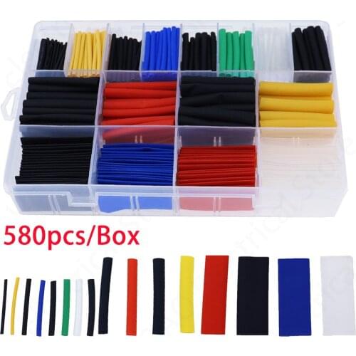 580pcs 530pcs 328pcs 164PCS 2:1 Wrap Wire Cable Insulated Polyolefin Heat Shrink Tube Ratio Tubing Insulation Shrinkable Tubes