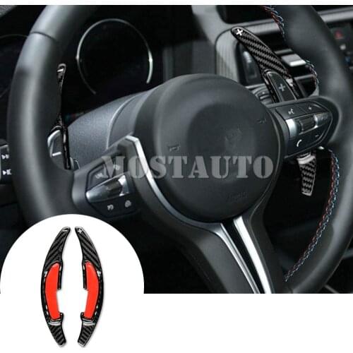 For BMW M2 M3 M4 M5 M6 F80 F82 F87 F10 F12 F13 Real Carbon Fiber Paddle Paddle Shift Steering Wheel Shifter Extension Black/Red