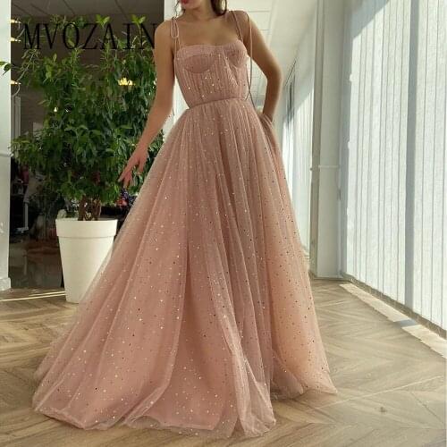 Spark Tulle Prom Dress Spaghetti Strap Evening Dresses Sweetheart A-Line Wedding Party Dress Long Formal Gown robes de cocktail