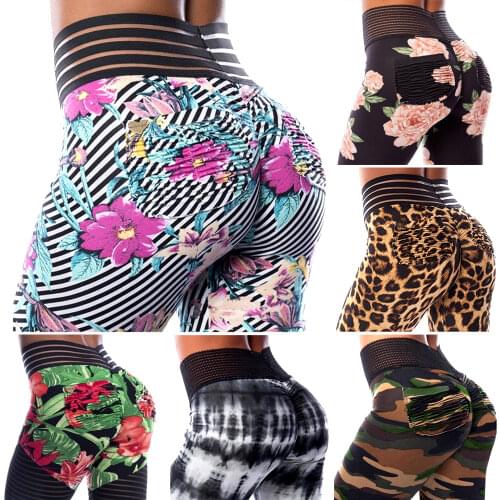 Yoga Leggings Mesh Band High Waist 3D Print Women Yoga Pants with Pockets Workout Trousers Gym Tihgt Sportswear Running Leggings